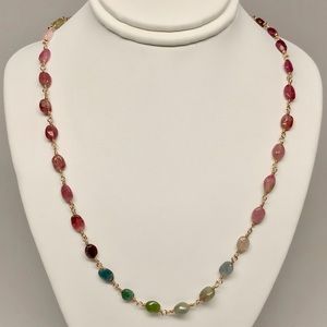NWT Rainbow Tourmaline Gold Necklace